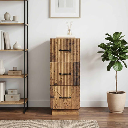 Drawer Cabinet 33 x 34.5 x 87 cm Engineered Wood Old Wood