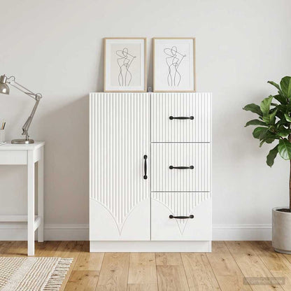 Sideboard High Gloss White 66 x 34.5 x 87 cm Engineered Wood