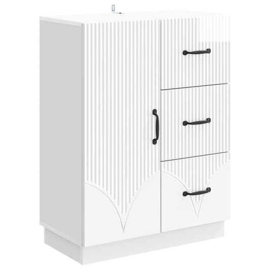 Sideboard High Gloss White 66 x 34.5 x 87 cm Engineered Wood