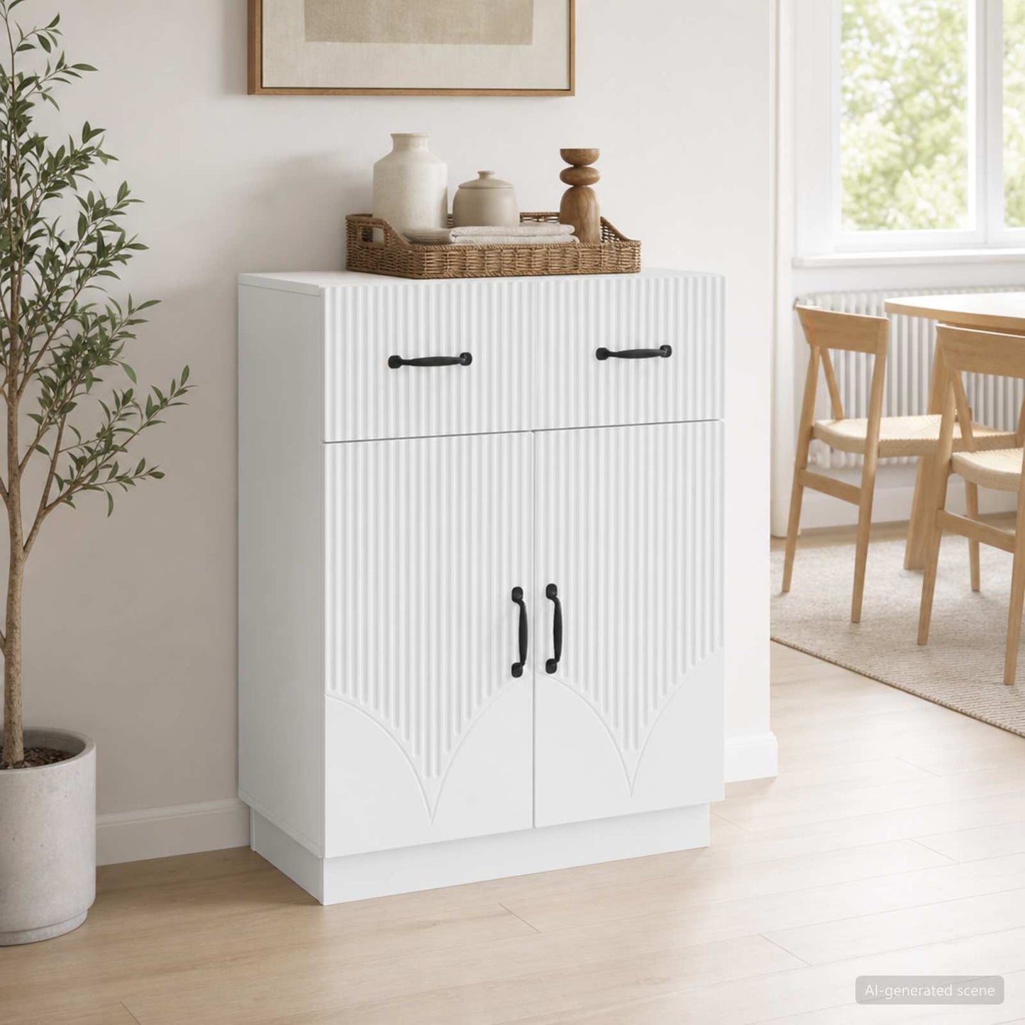 Sideboard White 66 x 34.5 x 87 cm Engineered Wood