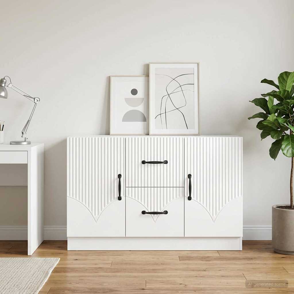 Sideboard High Gloss White 89 x 34.5 x 57 cm Engineered Wood