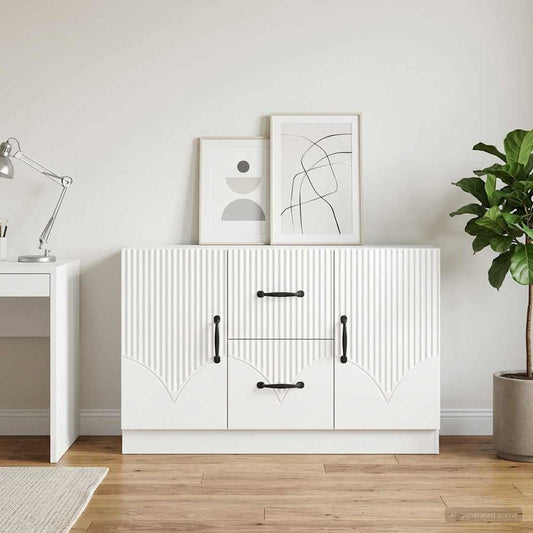 Sideboard High Gloss White 89 x 34.5 x 57 cm Engineered Wood