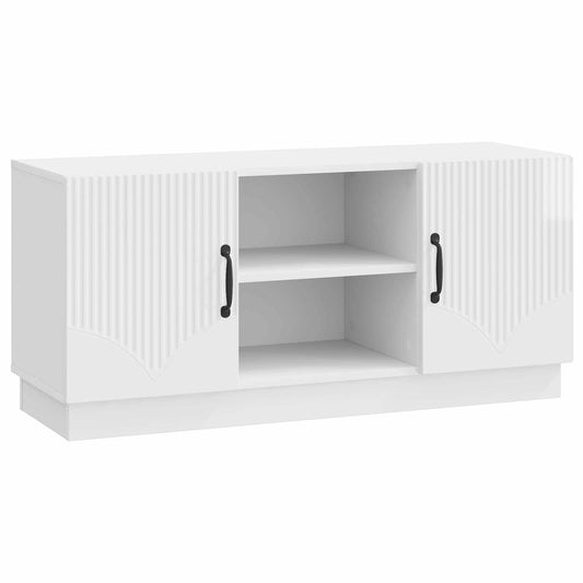 TV Cabinet 102 x 34.5 x 47 cm High Gloss White Engineered Wood