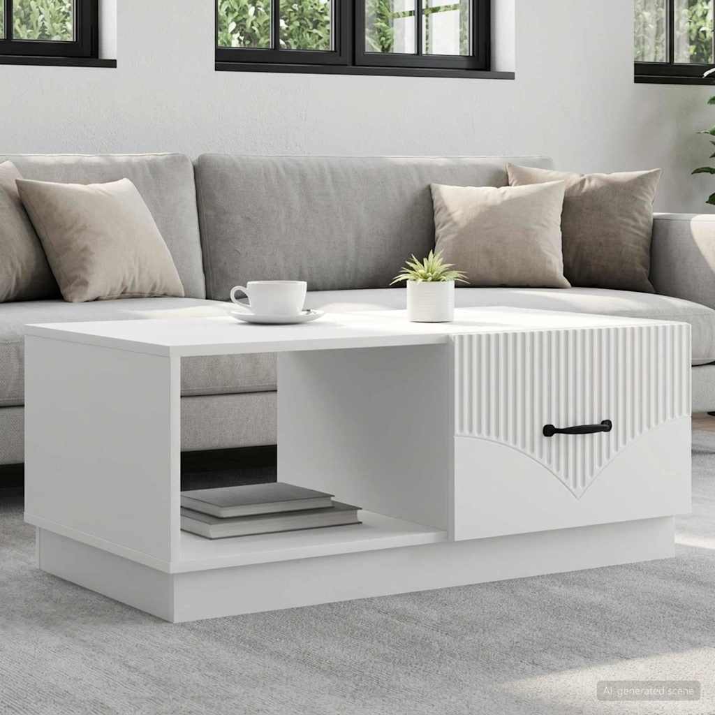 Coffee Table White 90 x 50 x 37 cm Engineered Wood
