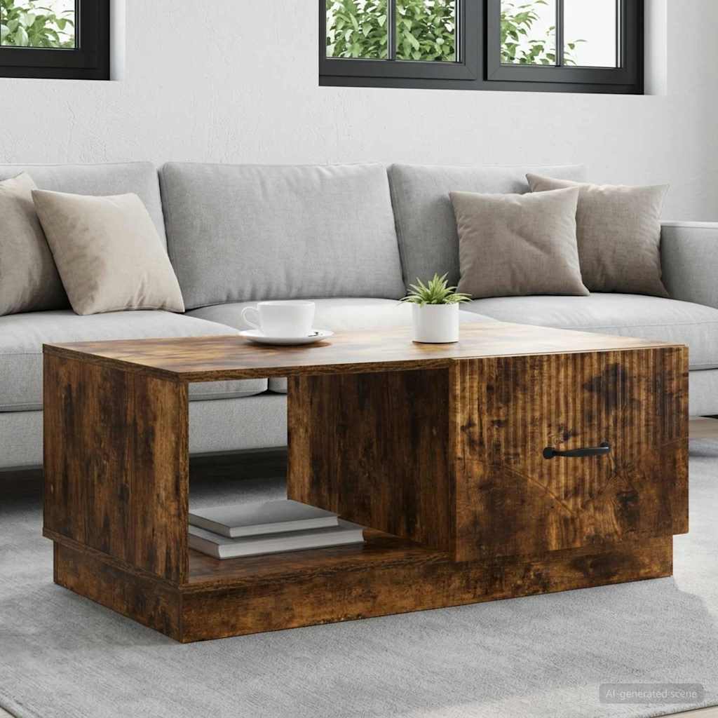 Coffee Table Smoked Oak 90 x 50 x 37 cm Engineered Wood