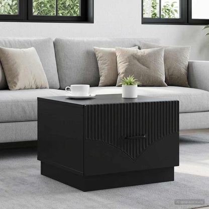 Coffee Table with Drawer Black 49 x 50 x 37 cm Engineered Wood