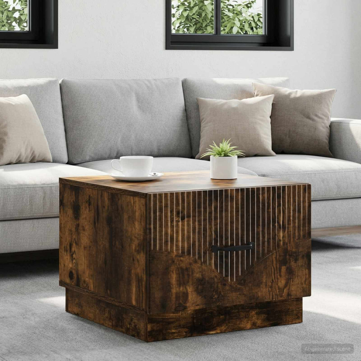 Coffee Table Smoked Oak 49 x 50 x 37 cm Engineered Wood