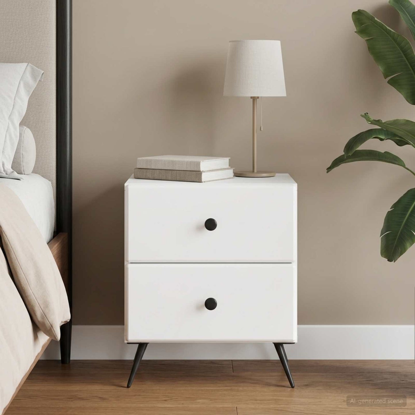 Bedside Cabinet White 43 x 34.5 x 47.5 cm Engineered Wood