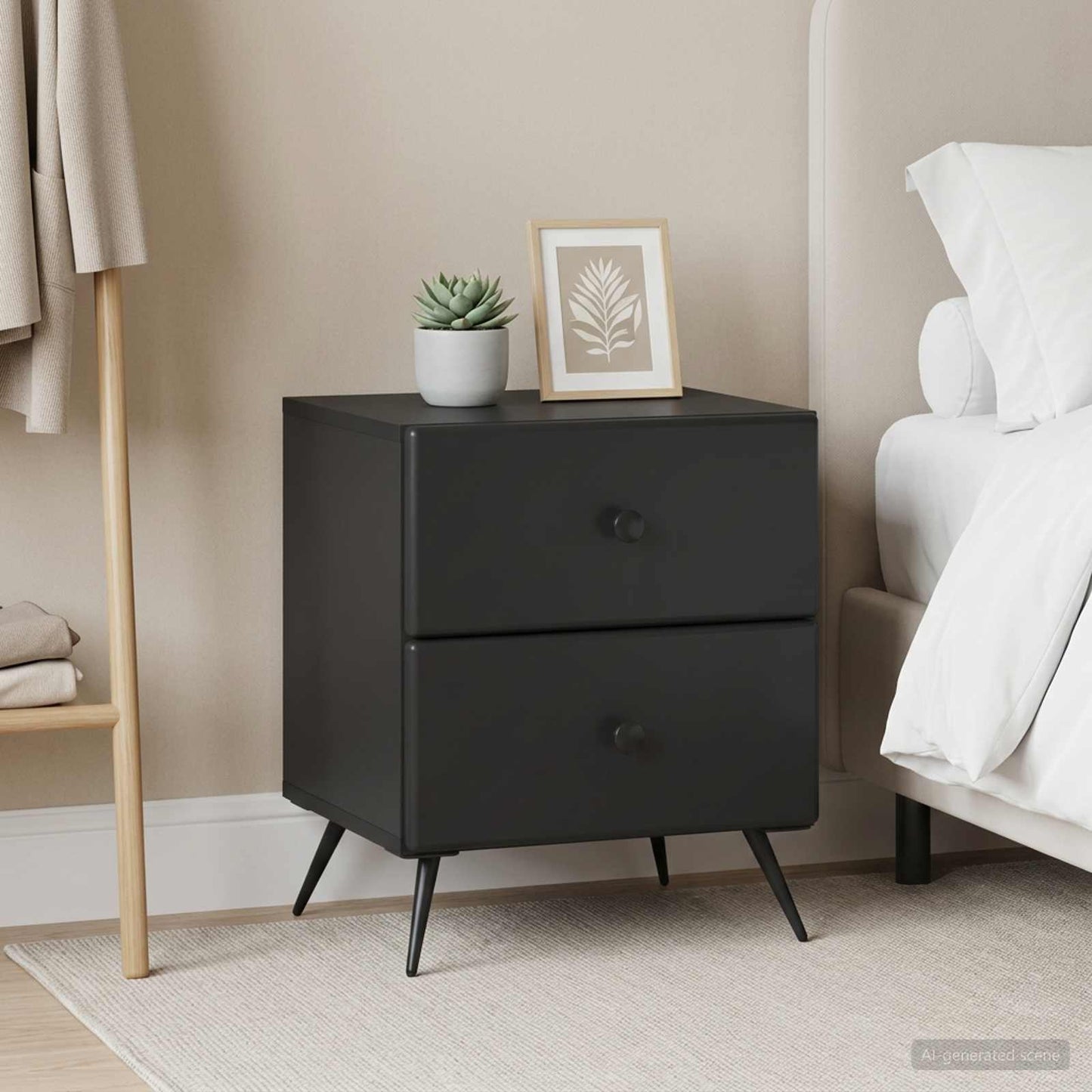 Bedside Cabinet 2 pcs Black 43 x 34.5 x 47.5 cm Engineered Wood
