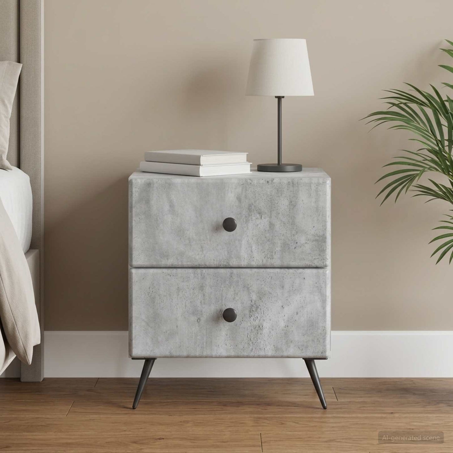 Bedside Cabinet Concrete Grey 43 x 34.5 x 47.5 cm