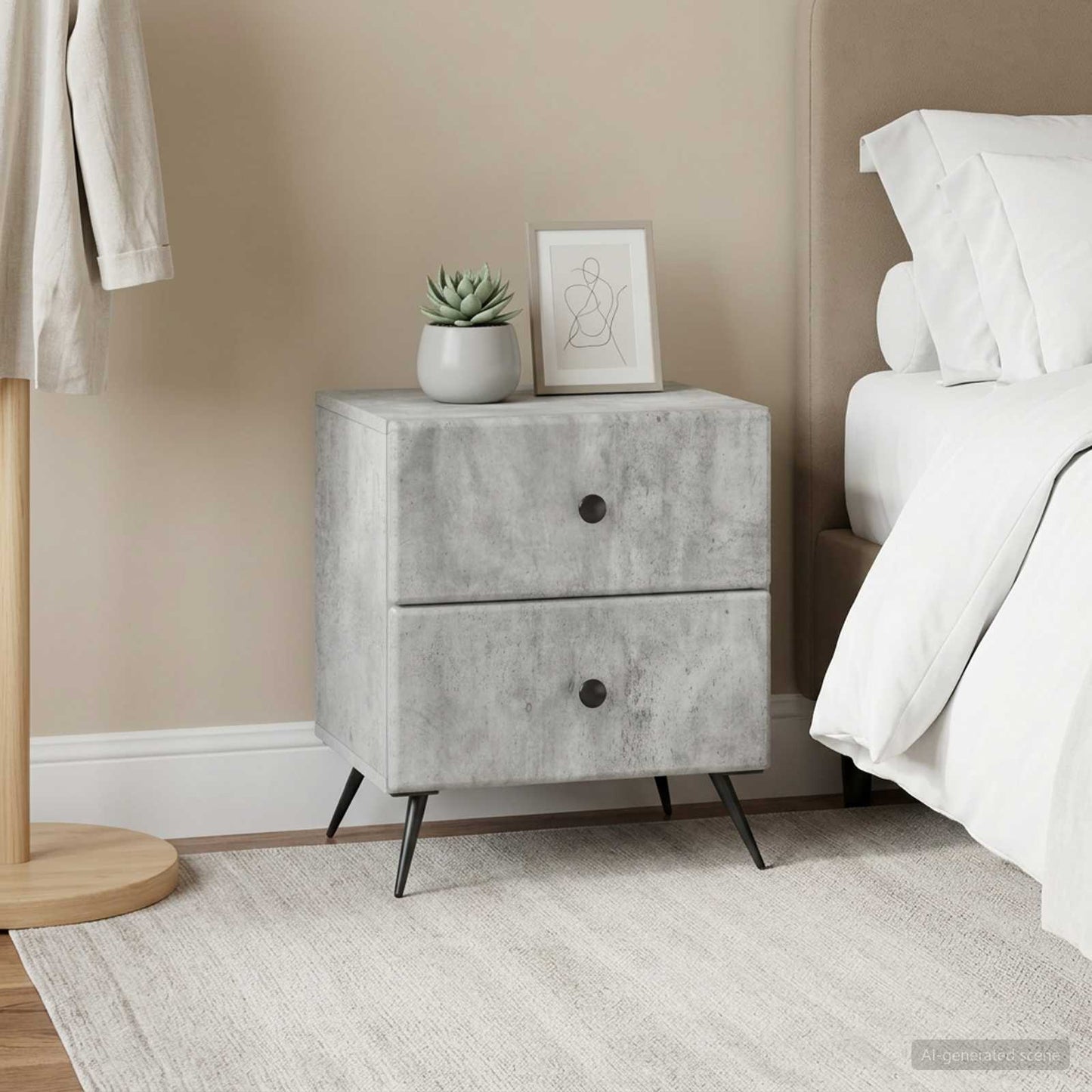 Bedside Cabinet 2 pcs Concrete Grey 43 x 34.5 x 47.5 cm