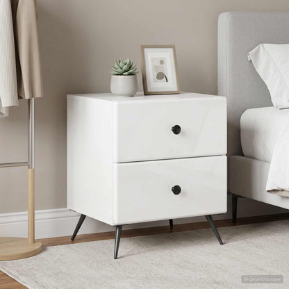 Bedside Cabinet 2 pcs High Gloss White 43 x 34.5 x 47.5 cm