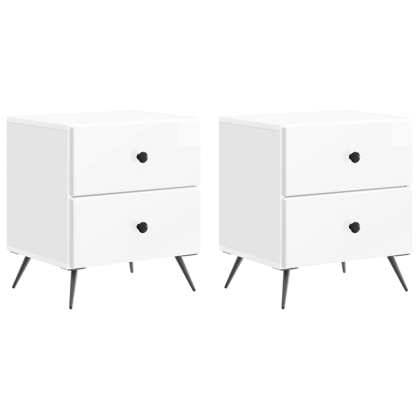 Bedside Cabinet 2 pcs High Gloss White 43 x 34.5 x 47.5 cm