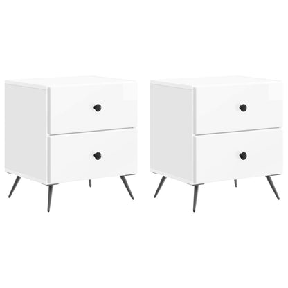 Bedside Cabinet 2 pcs High Gloss White 43 x 34.5 x 47.5 cm
