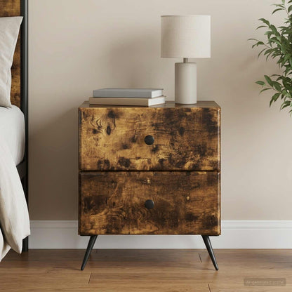 Bedside Cabinet Smoked Oak 43 x 34.5 x 47.5 cm Engineered Wood