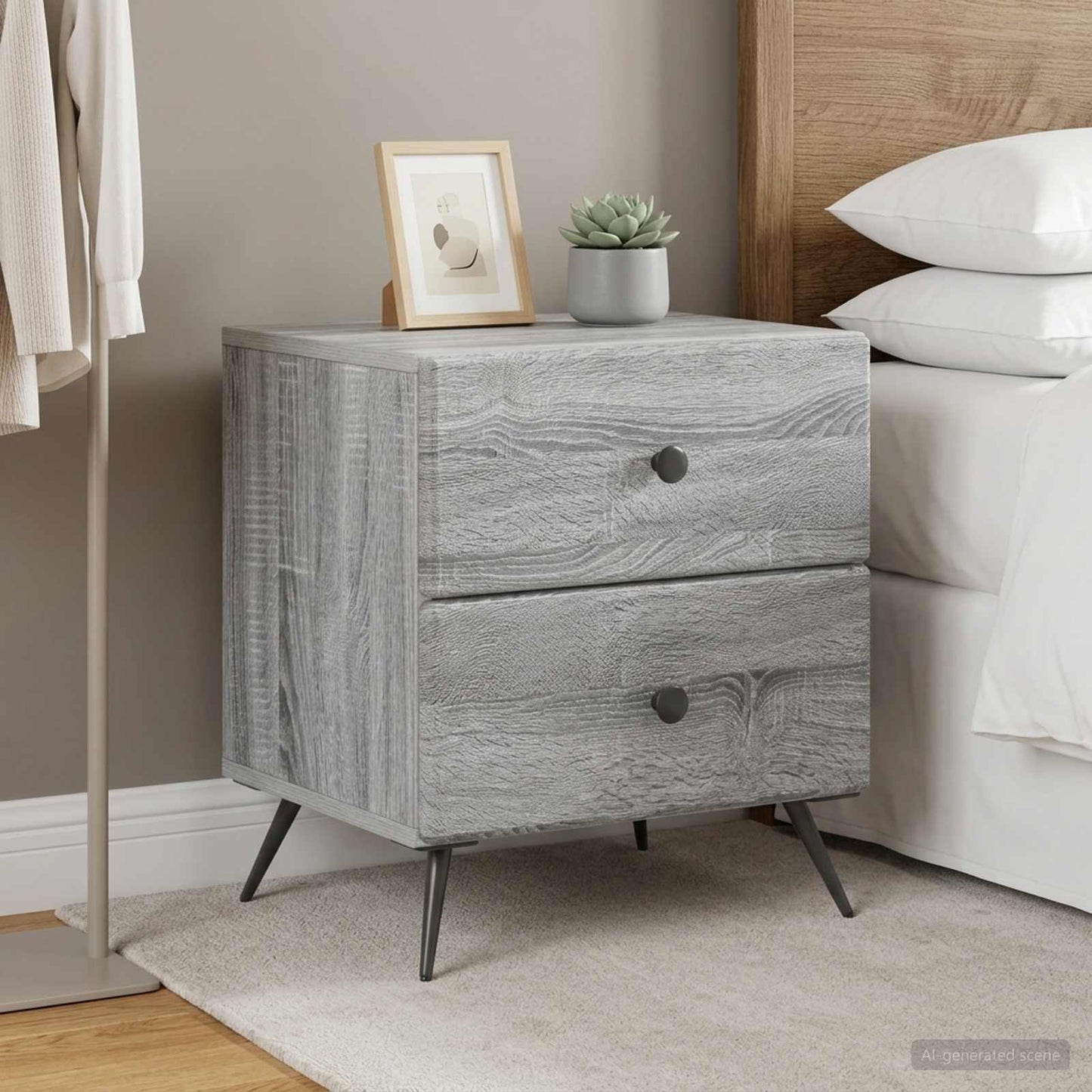 Bedside Cabinet 2 pcs Grey Sonoma 43 x 34.5 x 47.5 cm