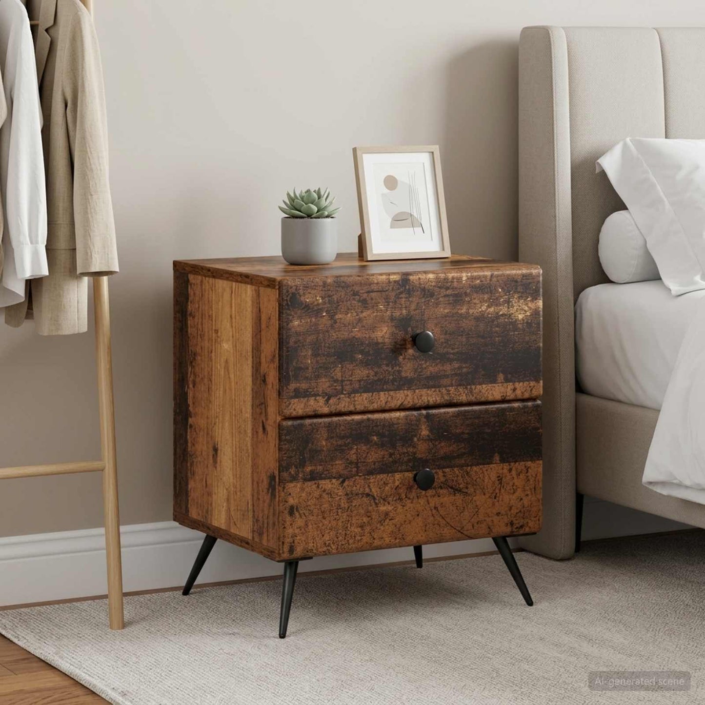 Bedside Cabinet 2 pcs Old Wood 43 x 34.5 x 47.5 cm