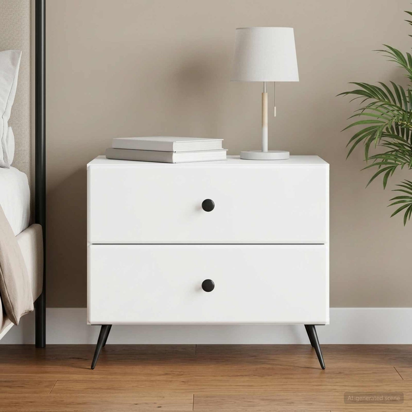 Bedside Cabinet White 62 x 34.5 x 47.5 cm Engineered Wood