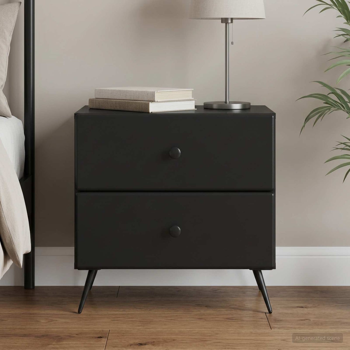 Bedside Cabinet Black 62 x 34.5 x 47.5 cm Engineered Wood