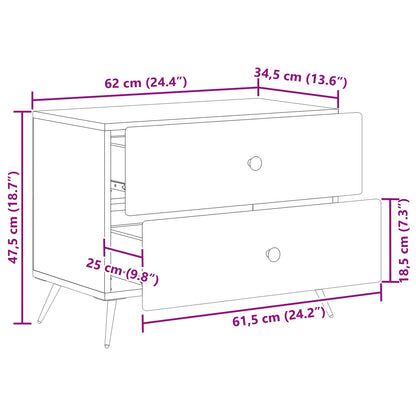 Bedside Cabinet Black 62 x 34.5 x 47.5 cm Engineered Wood