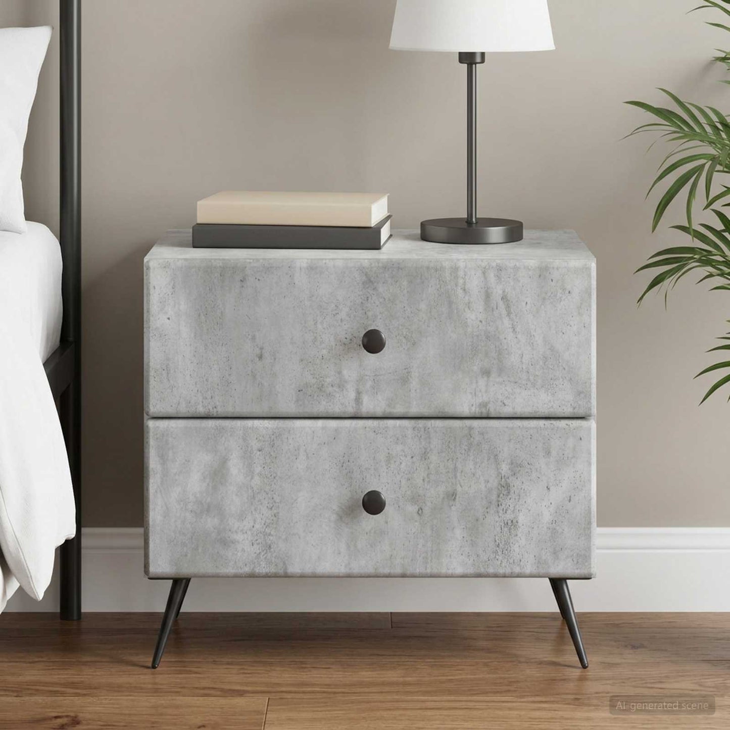 Bedside Cabinet Concrete Grey 62 x 34.5 x 47.5 cm