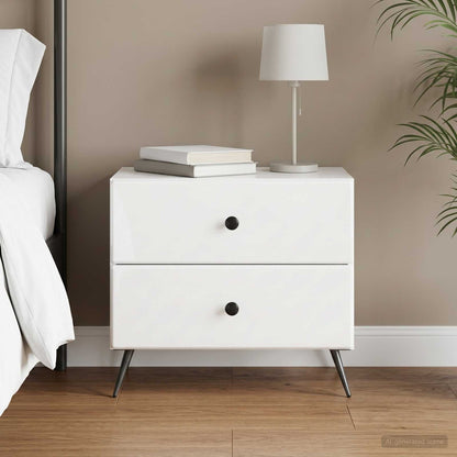 Bedside Cabinet High Gloss White 62 x 34.5 x 47.5 cm