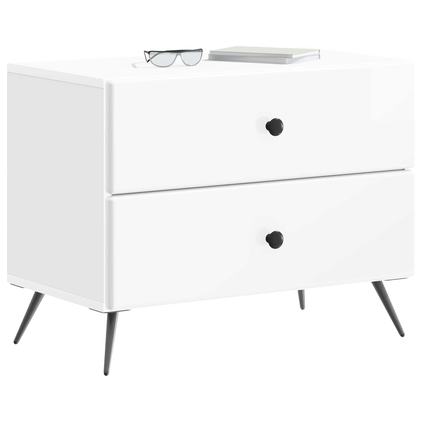 Bedside Cabinet High Gloss White 62 x 34.5 x 47.5 cm