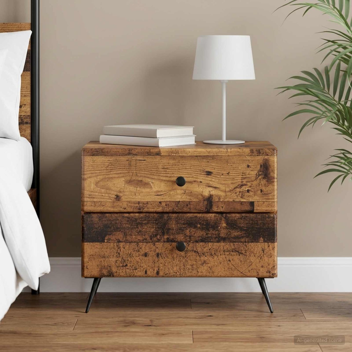 Bedside Cabinet Old Wood 62 x 34.5 x 47.5 cm Engineered Wood