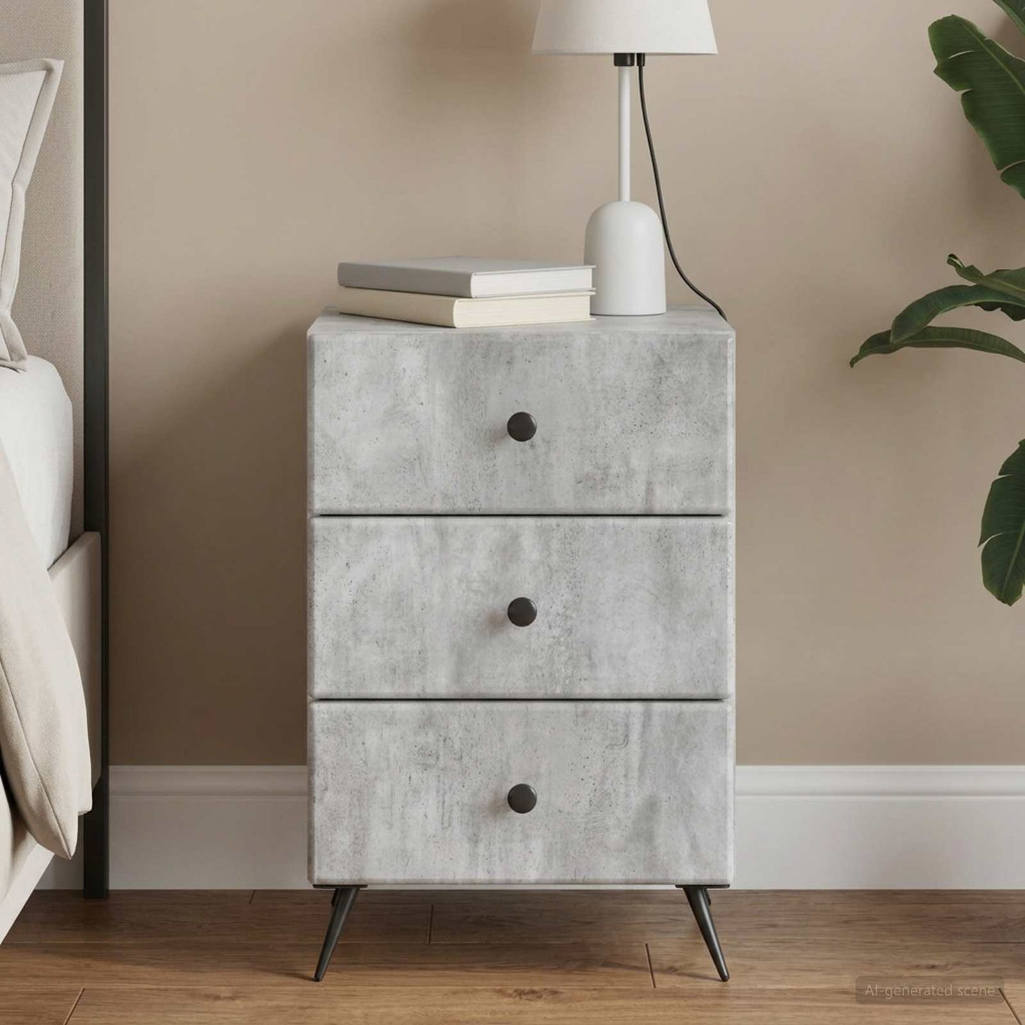 Bedside Cabinet Concrete Grey 43 x 41 x 66.5 cm Engineered Wood