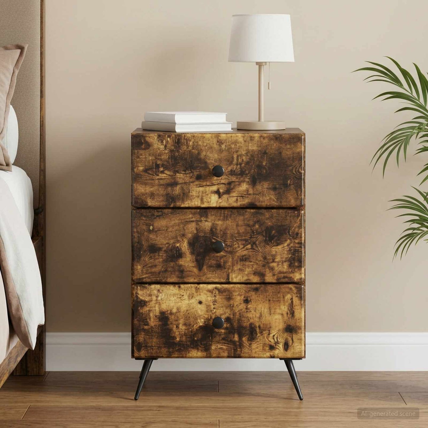 Bedside Cabinet Smoked Oak 43 x 41 x 66.5 cm Engineered Wood