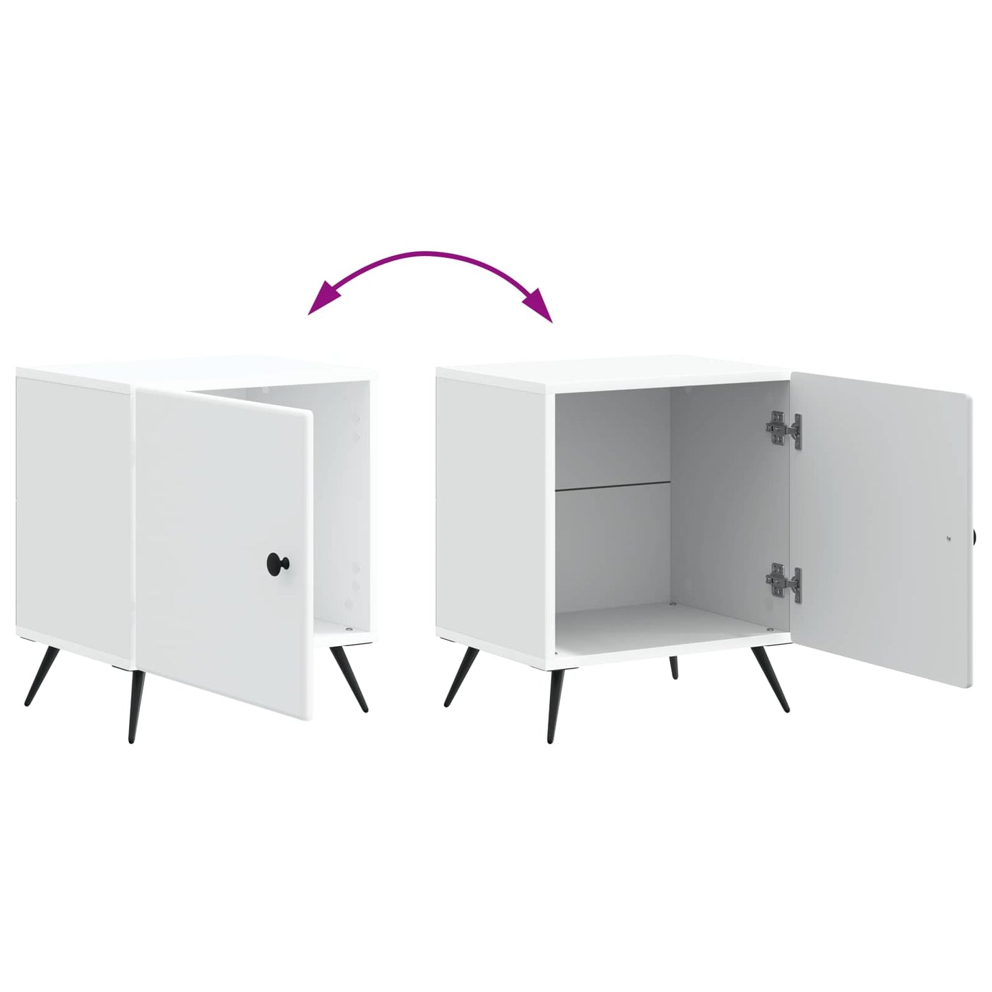 Bedside Cabinet White 43 x 34.5 x 50 cm Engineered Wood