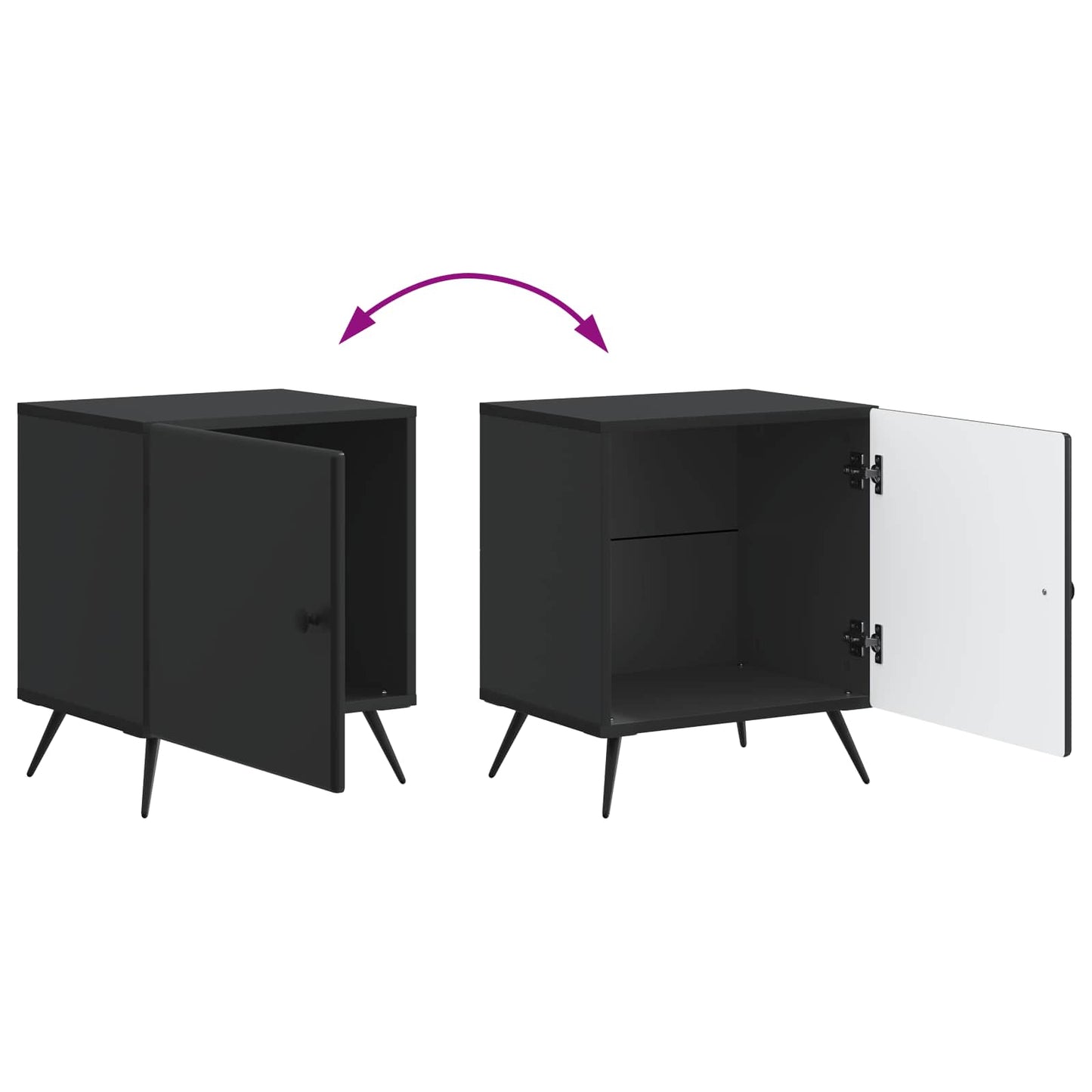 Bedside Cabinet Black 43 x 34.5 x 50 cm Engineered Wood