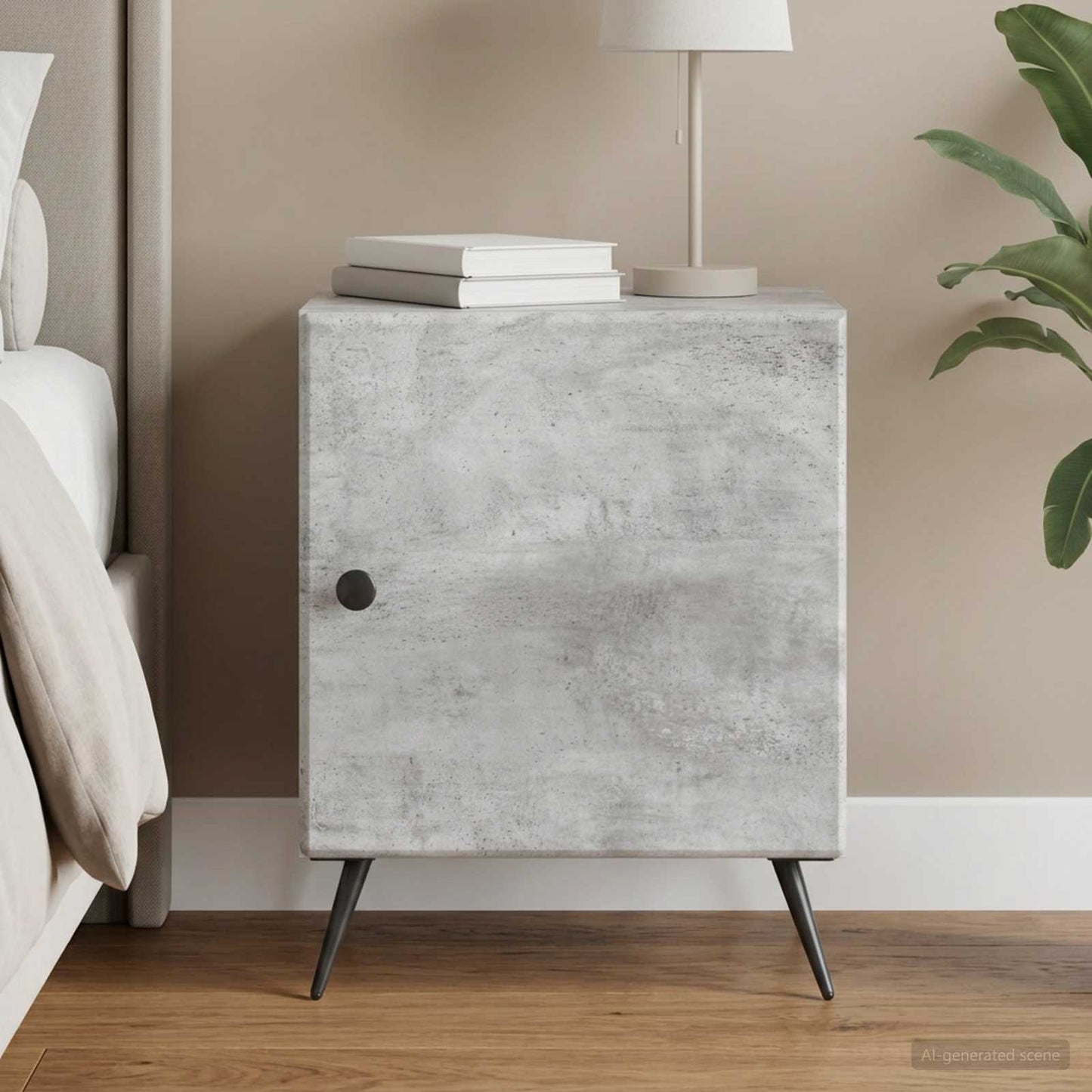 Bedside Cabinet Concrete Grey 43 x 34.5 x 50 cm Engineered Wood