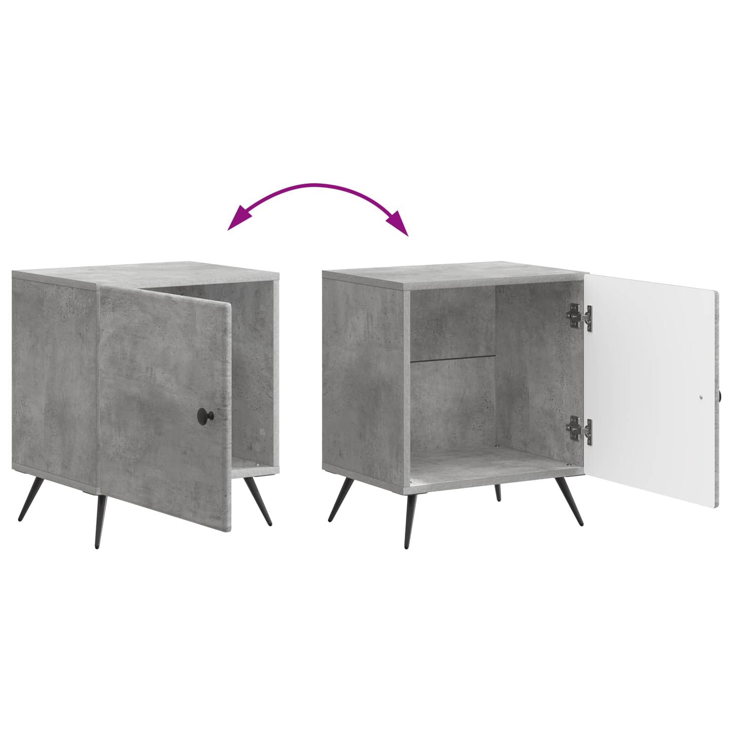 Bedside Cabinet Concrete Grey 43 x 34.5 x 50 cm Engineered Wood