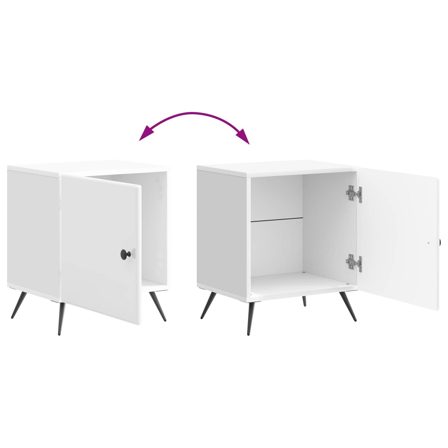 Bedside Cabinet High Gloss White 43 x 34.5 x 50 cm