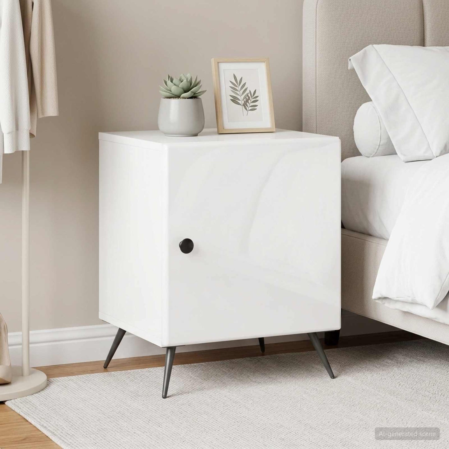 Bedside Cabinet 2 pcs High Gloss White 43 x 34.5 x 50 cm