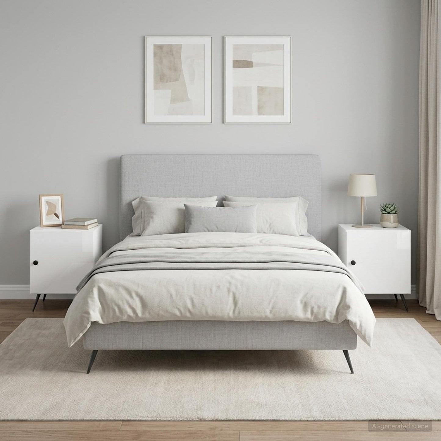 Bedside Cabinet 2 pcs High Gloss White 43 x 34.5 x 50 cm