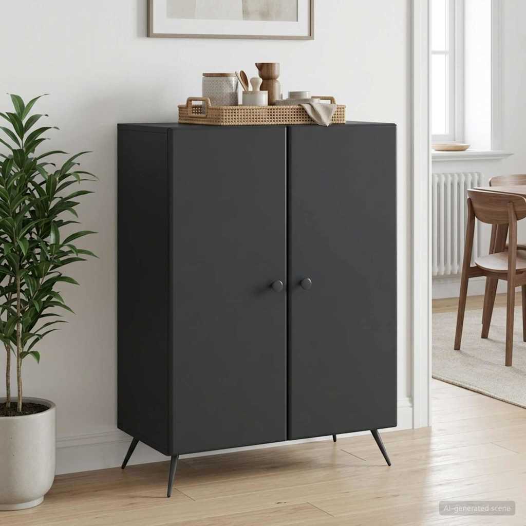 Sideboard Black 66 x 34.5 x 90 cm Engineered Wood