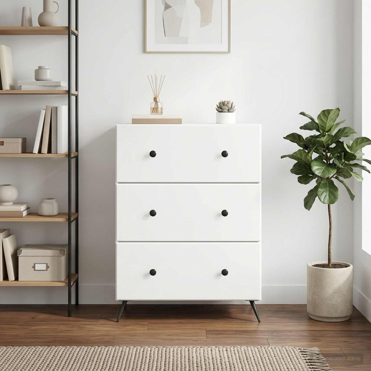 Drawer Cabinet White 66 x 34.5 x 90 cm Engineered Wood