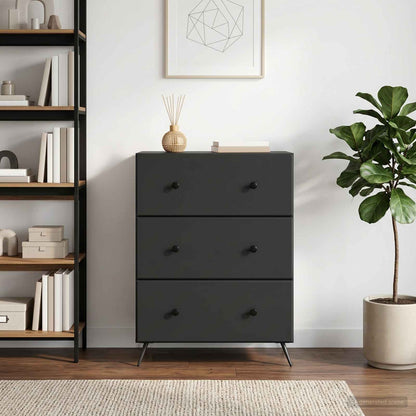 Drawer Cabinet 66 x 34.5 x 90 cm Engineered Wood Black