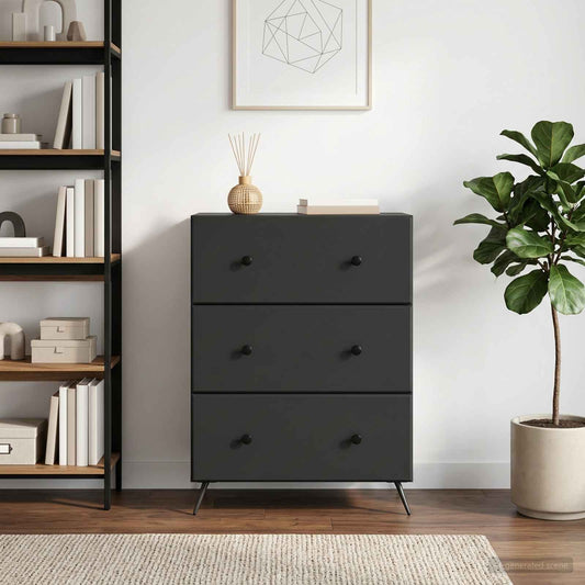 Drawer Cabinet 66 x 34.5 x 90 cm Engineered Wood Black