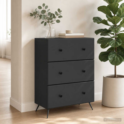 Drawer Cabinet 66 x 34.5 x 90 cm Engineered Wood Black