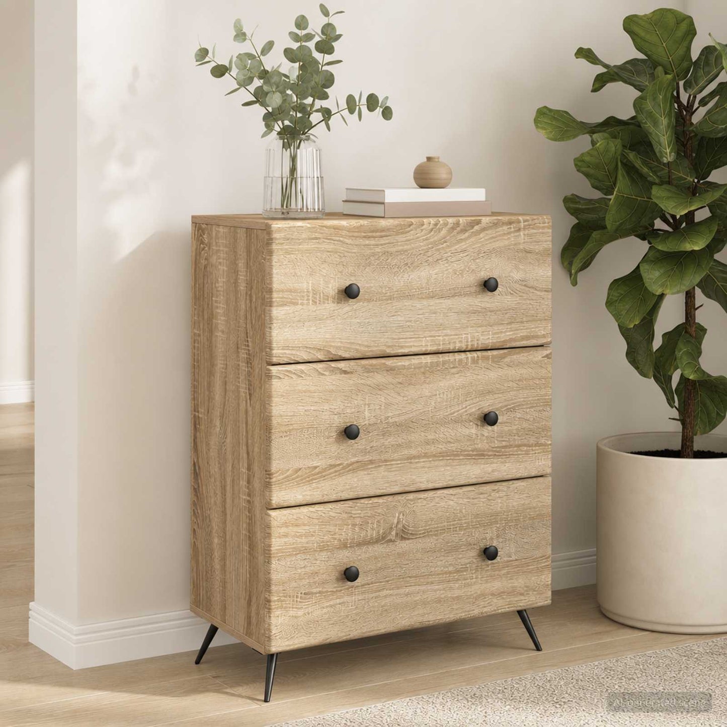 Drawer Cabinet 66 x 34.5 x 90 cm Engineered Wood Sonoma Oak