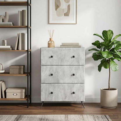 Drawer Cabinet 66 x 34.5 x 90 cm Engineered Wood Concrete Grey