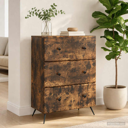 Drawer Cabinet 66 x 34.5 x 90 cm Engineered Wood Smoked Oak