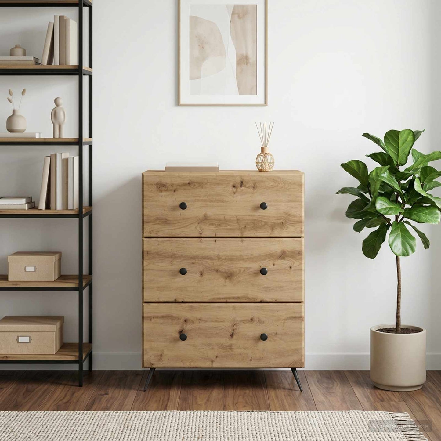 Drawer Cabinet 66 x 34.5 x 90 cm Engineered Wood Artisan Oak