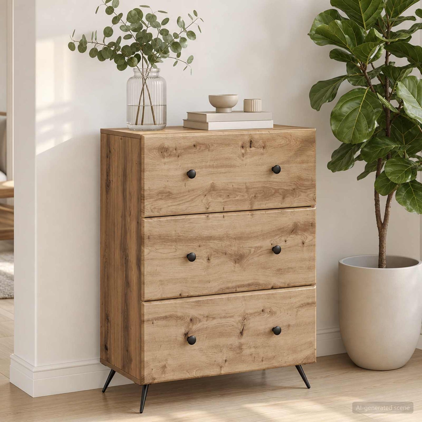 Drawer Cabinet 66 x 34.5 x 90 cm Engineered Wood Artisan Oak