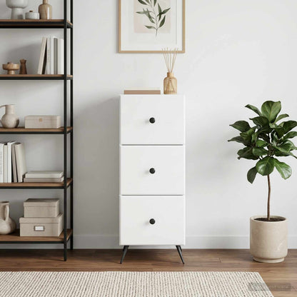Drawer Cabinet White 33 x 34.5 x 90 cm Engineered Wood