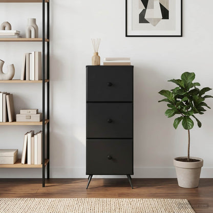 Drawer Cabinet Black 33 x 34.5 x 90 cm Engineered Wood