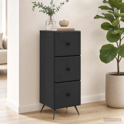 Drawer Cabinet Black 33 x 34.5 x 90 cm Engineered Wood